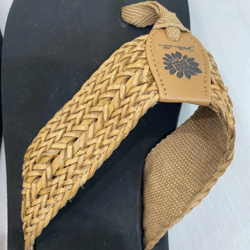 NWB Yellow Box Tan Braided Thong Sandals for Women - Picture 6 of 10